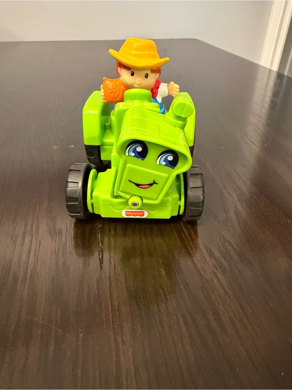 Fisher-Price Lime Green Smiling Tractor with Farmer Figure